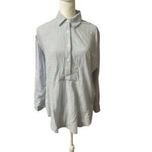 Madewell Size Small Blue Striped Long‎ Sleeve Blouse Top